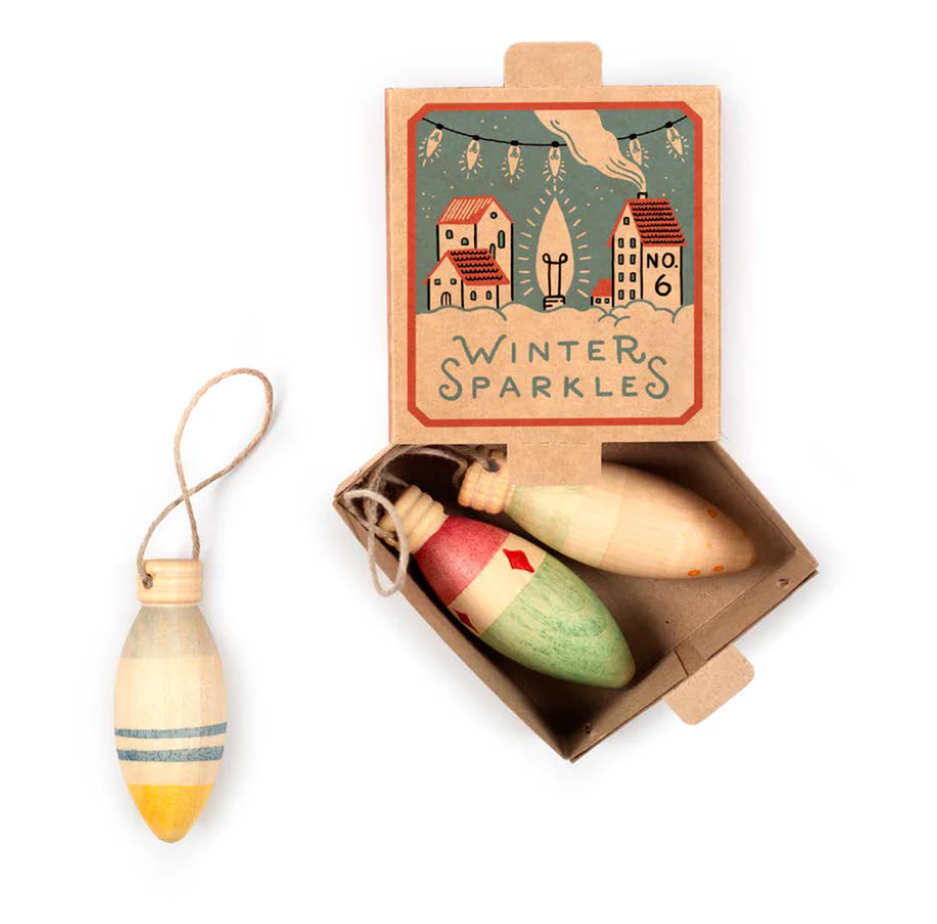 Wooden Winter Sparkle Ornaments - Toddler Toy or Decoration