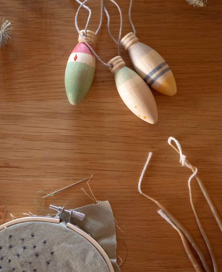 Wooden Winter Sparkle Ornaments - Toddler Toy or Decoration