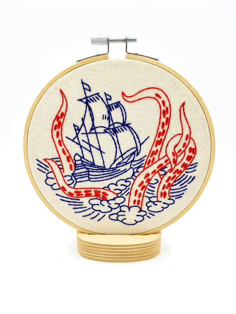 Embroidery Kit - Kraken and Ship
