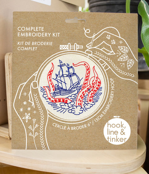 Embroidery Kit - Kraken and Ship