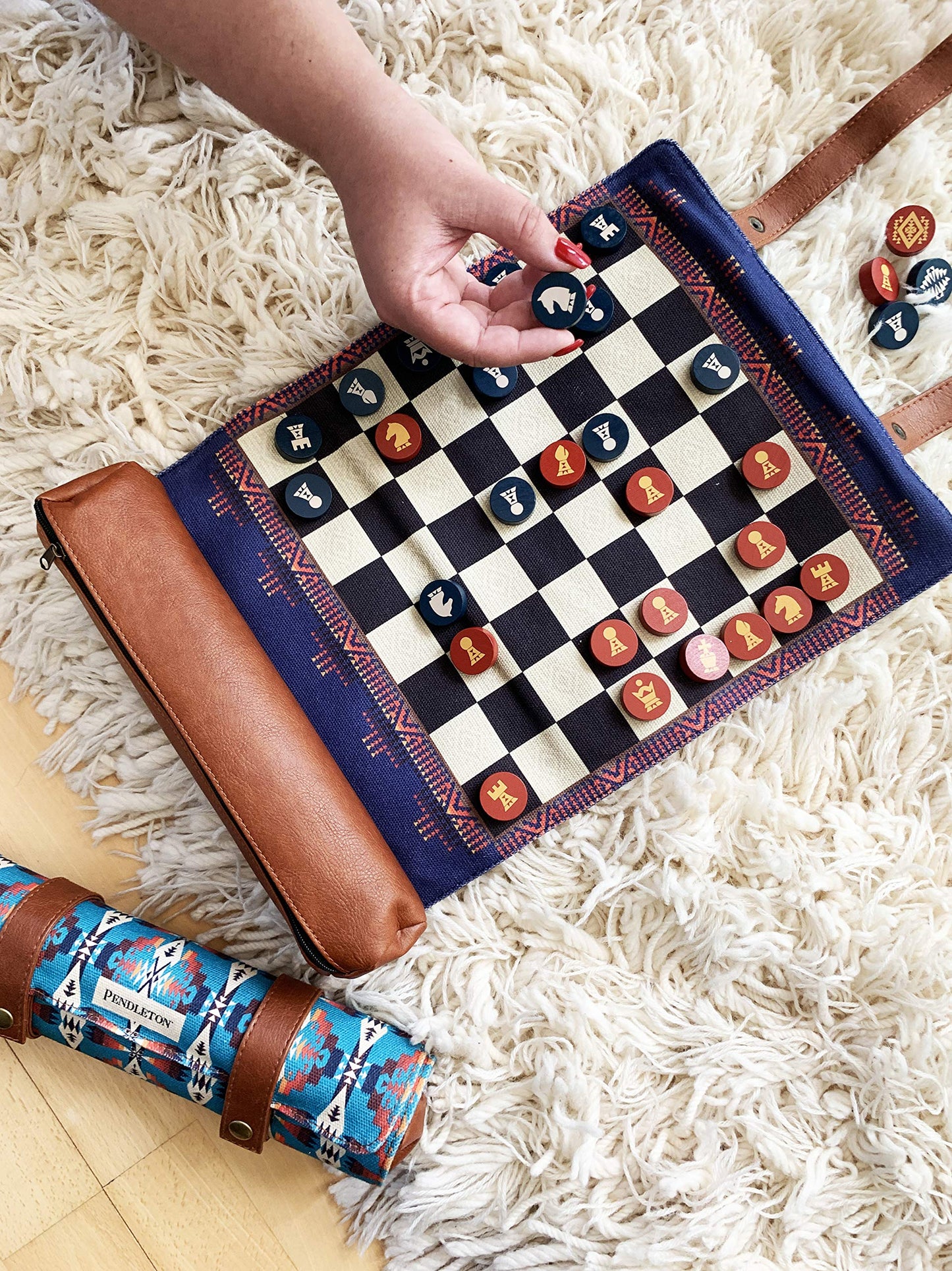 Pendleton Chess & Checkers Travel-Ready Roll-Up Game